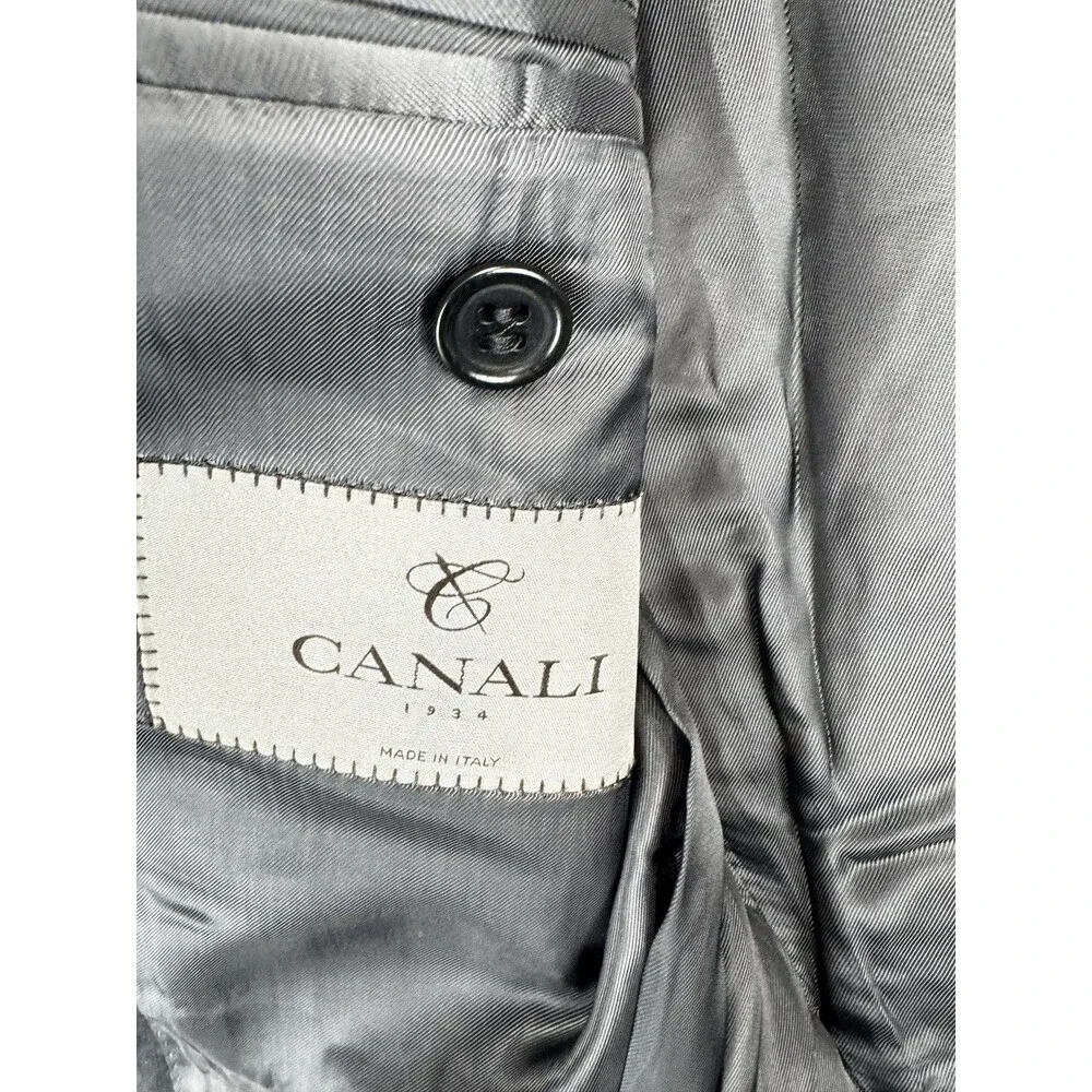 Canali Mens 38R Gray Pinstripe Wool Suit Blazer Jacket Made in Italy luxury
